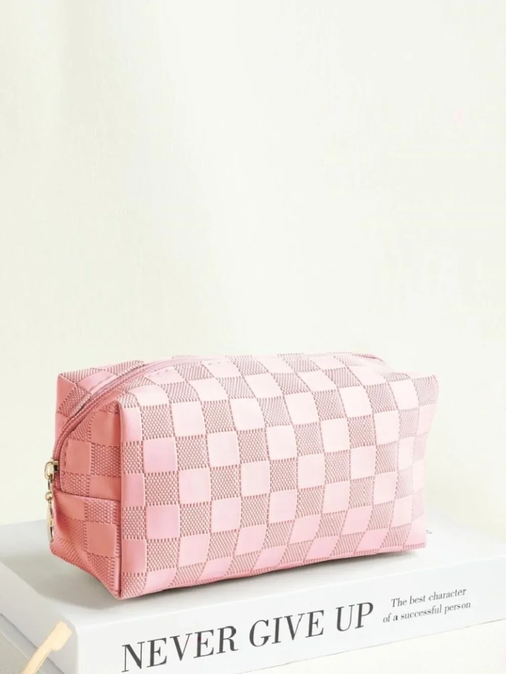 Checkered Zenana Cosmetic Makeup Pouch Zippered Bag